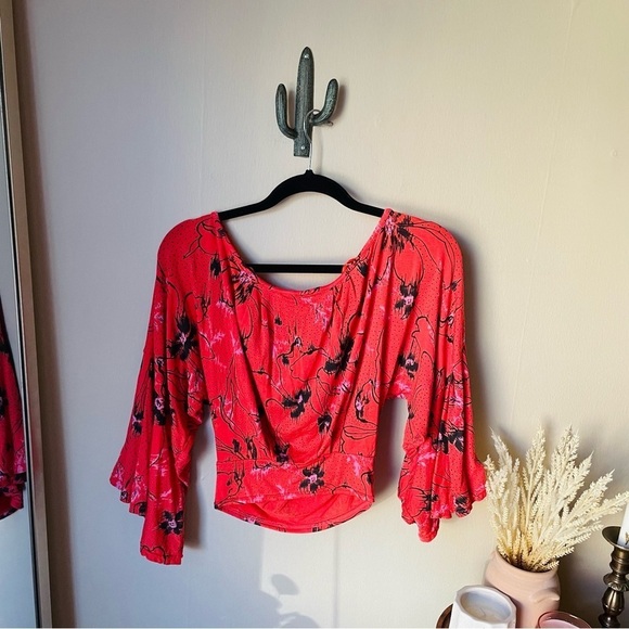 Free People Floral Last Time Bell Sleeve Top - Picture 10 of 11